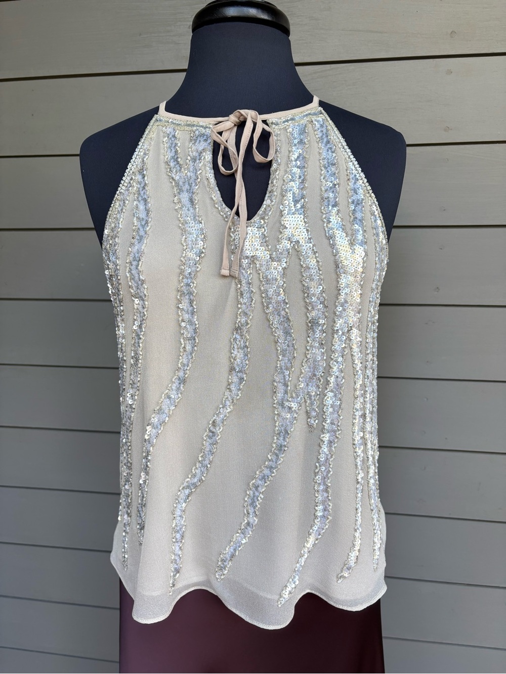 Parker Beige Silk Halter Top
